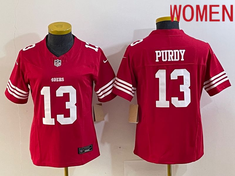 Women San Francisco 49ers #13 Purdy Red 2023 Nike Vapor Limited NFL Jersey style 3->women nfl jersey->Women Jersey